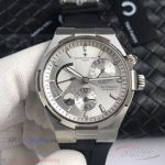 TWA Swiss Vacheron Constantin Overseas Dual Time Automatic 42 MM Silver Face Rubber 1222-SC Watch